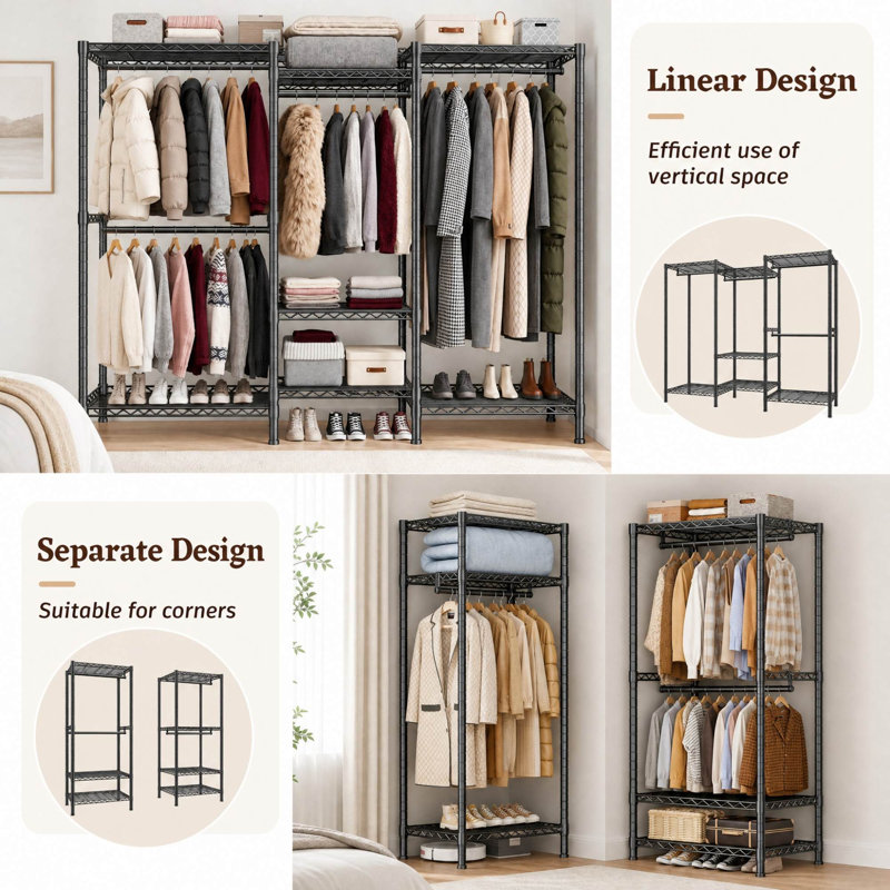 175.5 cm Adjustable Clothes Rack, Black
