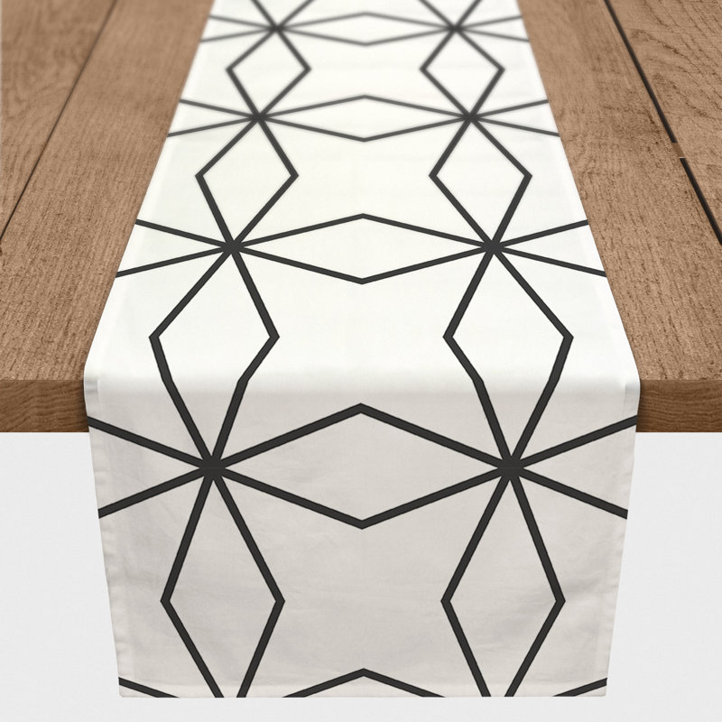 Aarnoud Geometric Table Runner, 90" x 16", Light Gray