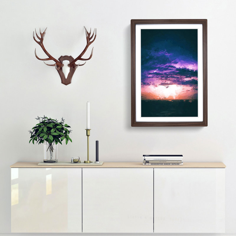 Lightning in the Caribbean in Abstract - Picture Frame Graphic Art Print, 48cm H x 36cm W x 2cm D, Walnut Framed