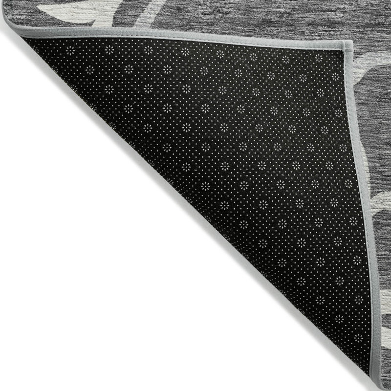 Tapis extérieur lavable floral gris anthracite argenté et gris 3 pi x 5 pi