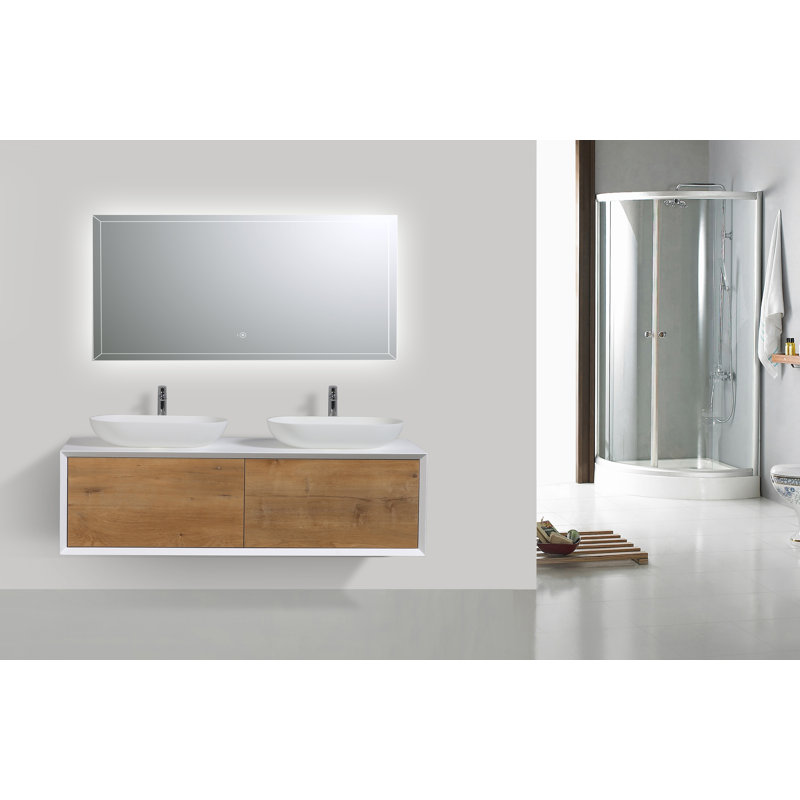 Leffler 55.1'' Double Bathroom Vanity with Manufactured Wood Top
