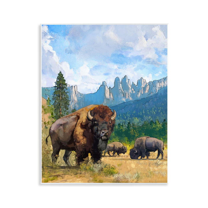 «Grazing Bison Desert Abstraction», plaque murale par David Owens