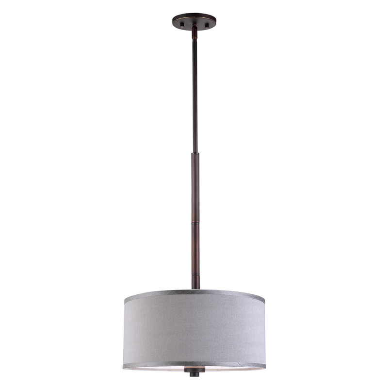 Cisbrough 3 - Light Dimmable Drum Chandelier, Bronze, Grey, 7" H x 15" W x 15" D