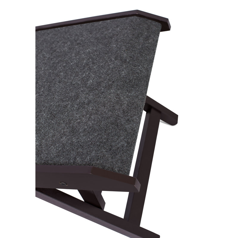 Espresso Adjustable Wooden Pet Ramp with Grip Carpet