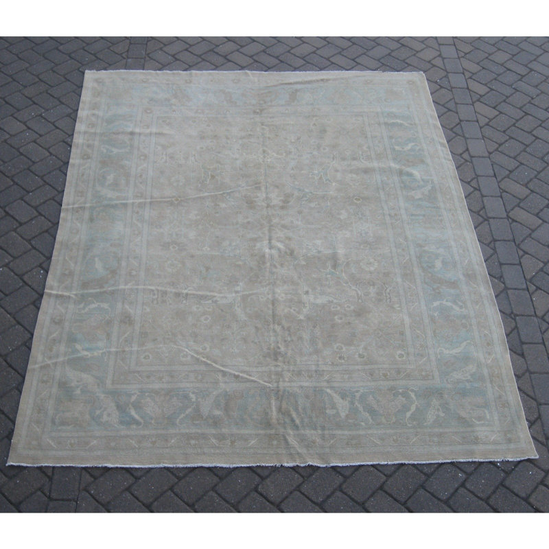 Tapis de zone en laine 4 pi 4 po x 11 pi 4 po one-of-kind à la main noué la taupe