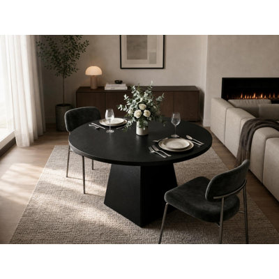 Table de salle à manger extensible ronde pour 4 à 6 personnes, table de cuisine circulaire avec plateau de table épaissi, tables de salle à manger modernes avec piédestal carré, tables de salle à manger pour la cuisine (table seulement)