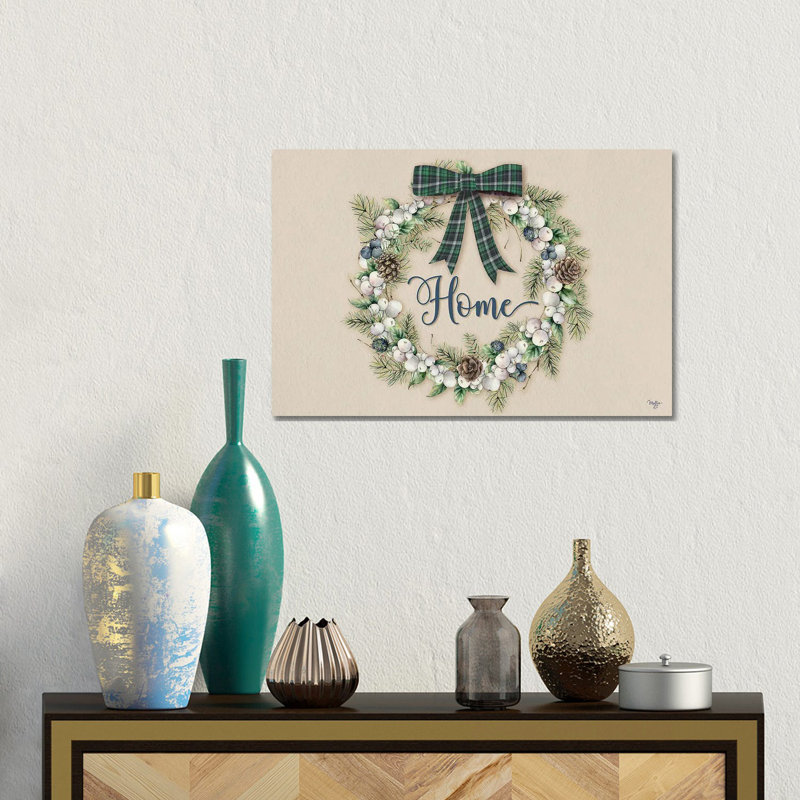 Winterberry Home Wreath - reproduction d'art murale - toile tendue, H 12 po x l 18 po, Toile tendue, Ne s’applique pas