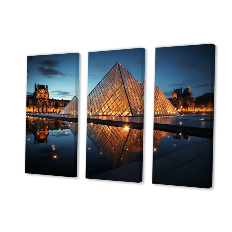 «France Louvre Illumination I», reproduction sur toile 3 pièces, H 40 po x l 60 po x P 1 po