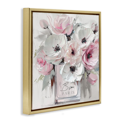 Blush Pink Bisou Bouquet Framed Floater Canvas Wall Art, design by Annabelle Hall