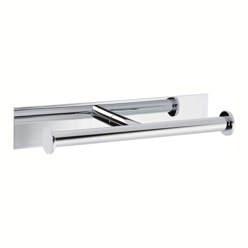 Surface Open Double Toilet Paper Holder, Polished Chrome