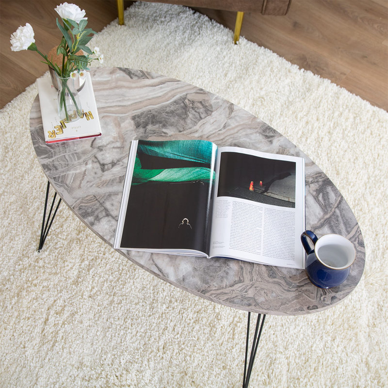 Aubina Four Leg Coffee Table, 42" H x 90" W x 90" D, Grey/Black