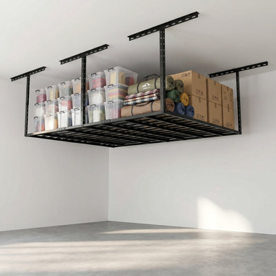 4X6FT Overhead Garage Storage Rack, 22"-40" Height Adjustable Garage Ceiling Storage Racks, Heavy Duty Metal Overhead Storage Organizer System, 800LBS Weight Capacity