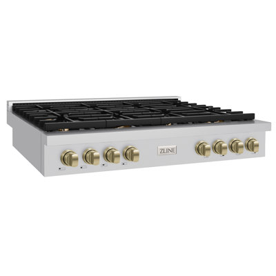 ZLINE 48 in. Autograph Paramount Gas Rangetop w/ 8 Burners & Champagne Bronze Accents