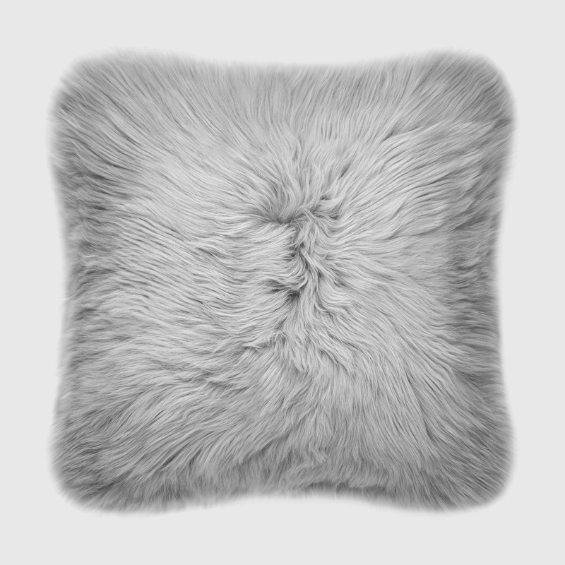 Fieldman Leather Reversible Throw Pillow, Quiet Gray