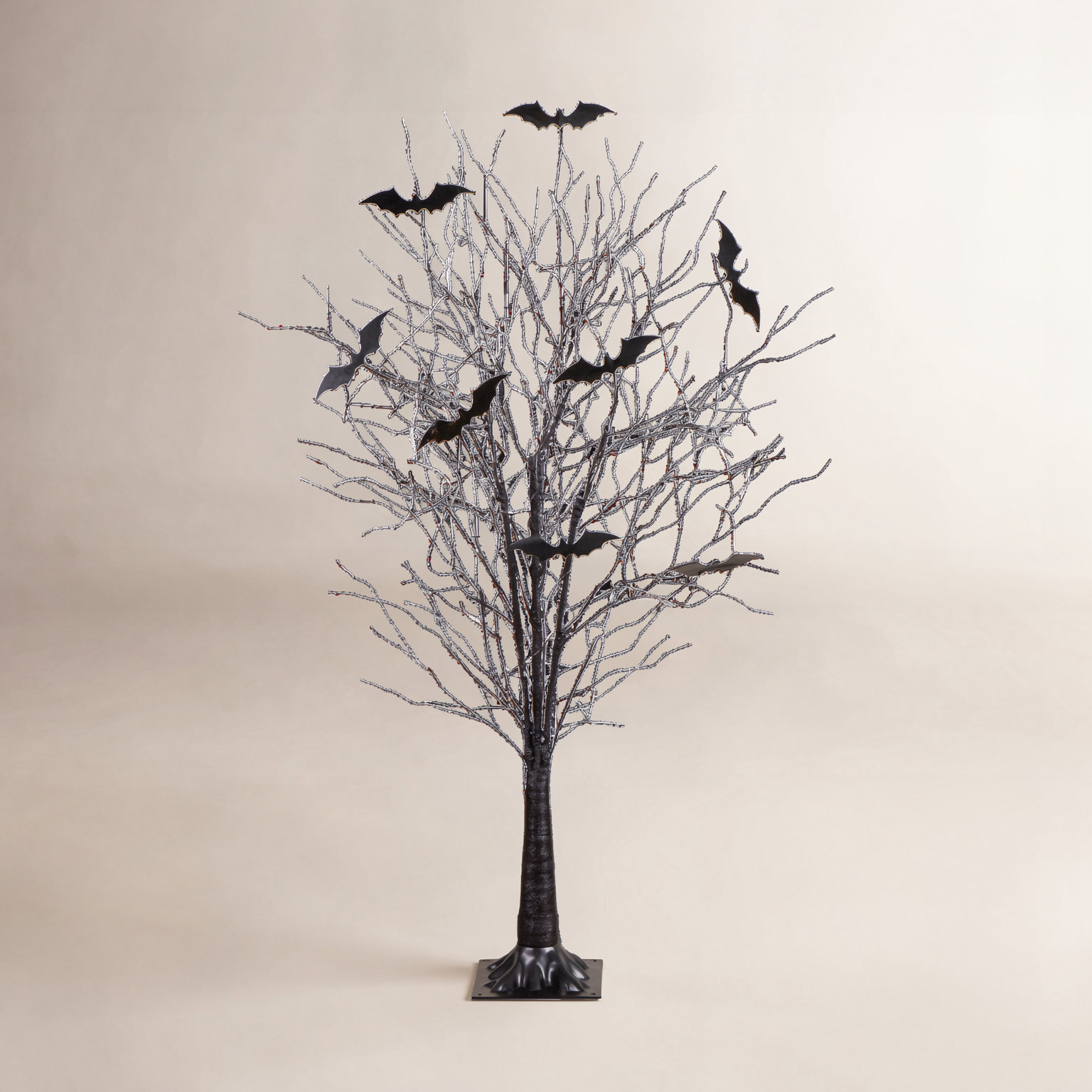 5' Pre-Lit Halloween Twig Tree with Bats, 60" H x 16" W x 16" D