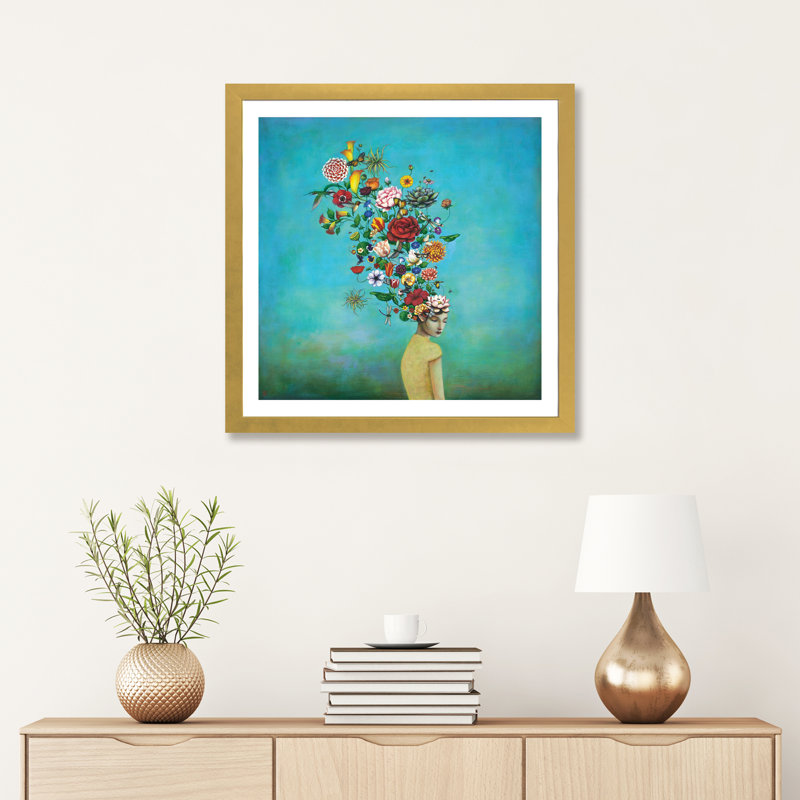 «A Mindful Garden» par Duy Huynh - reproduction, Papier encadré doré, H 24 po x l 24 po x P 1 po