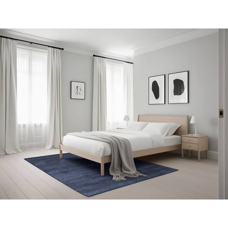 Tapis contemporain noir / bleu, Rectangle 5 pi x 7 pi