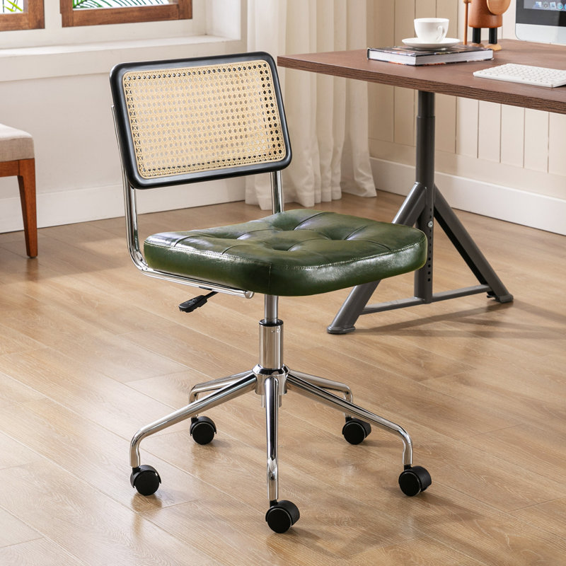 Chaise de bureau pivotante en similicuir Ayris, Vert