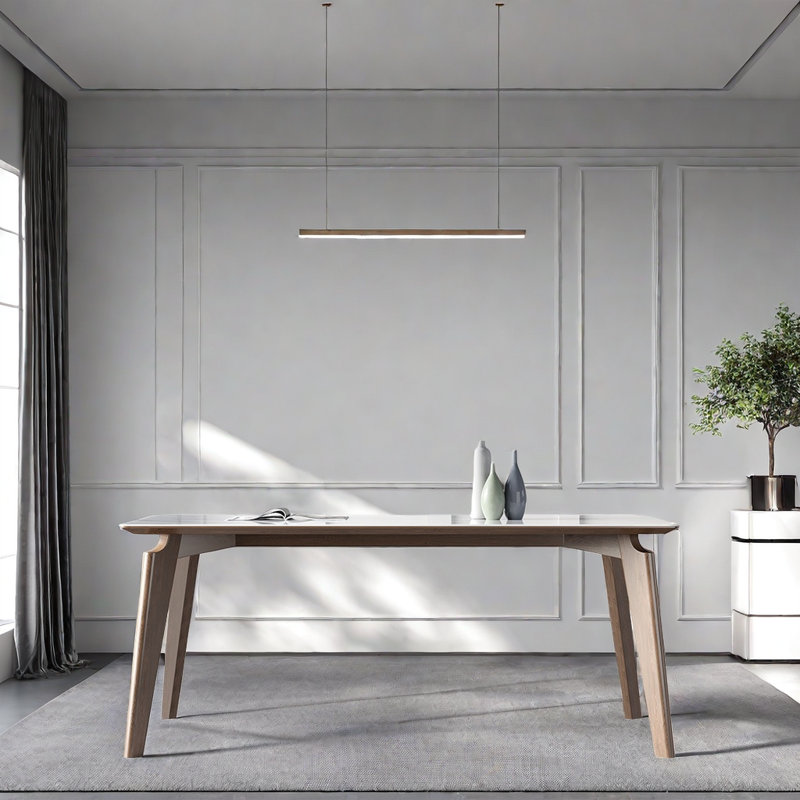 Nahel Solid Wood Base Dining Table, 29.5"H x 62.9"L x 31.4"W
