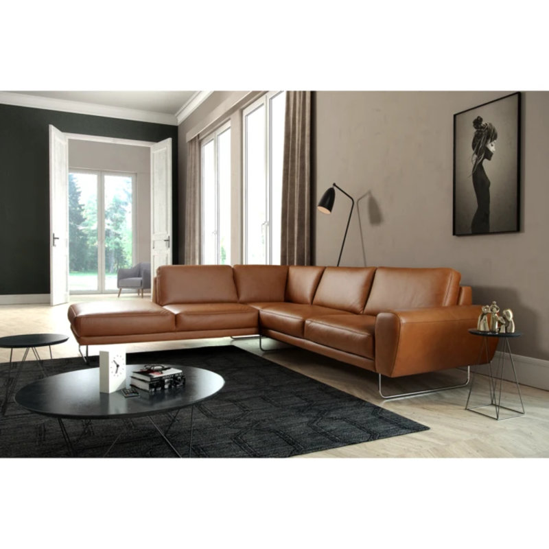 Edeltrud 5 Seater Corner Sofa , Cognac, Left Hand Facing