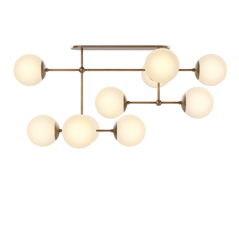 Armstrong Small Linear Chandelier-Black Gunmetal, Heritage Bronze Brass, Opal Matte Glass