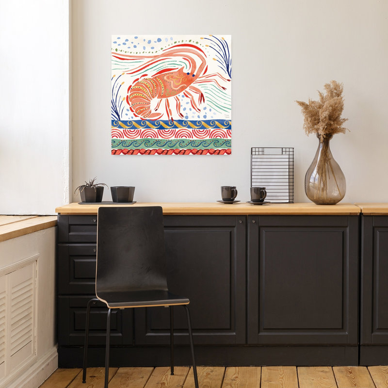 Art nautique nautique V avec animaux bleu, H 18 po x l 18 po