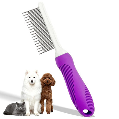 Peigne professionnel pour animal de compagnie, dents en acier inoxydable à double longueur pour chats et chats pour le démattage et le toilettage