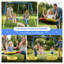 Heavy-Duty Metal Swing Set with Saucer and Belt Swings, Blue, 330 lbs Capacity