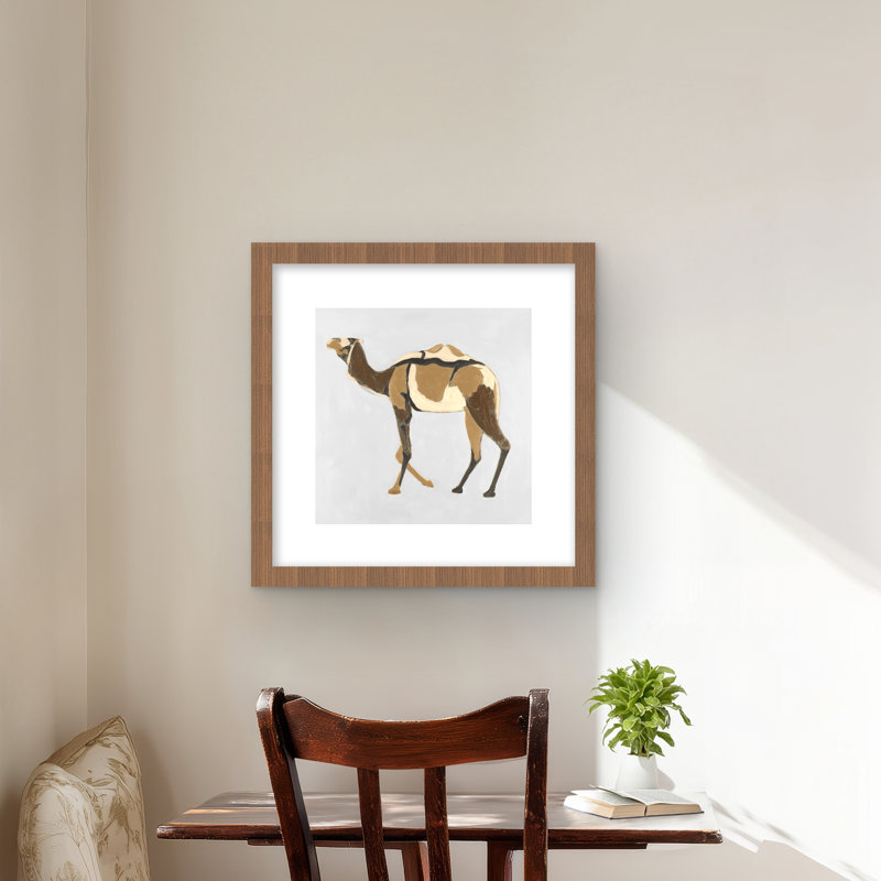 Dromadaire rétro | Beige, faune, impression encadrée