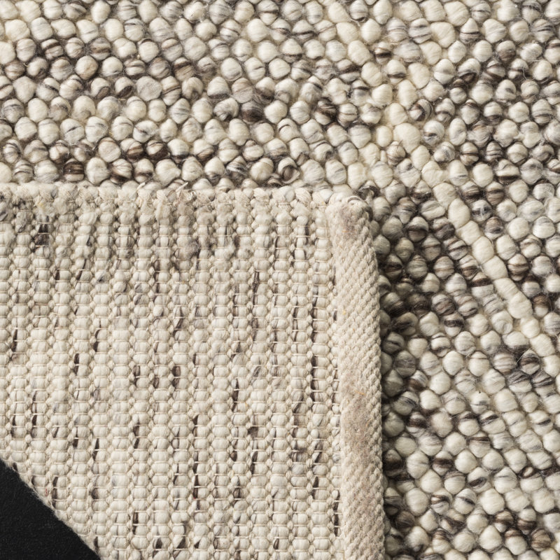 Huberty Hand Woven Wool/Cotton Geometric Rug in Brown/Gray, Rectangle 2' x 3'