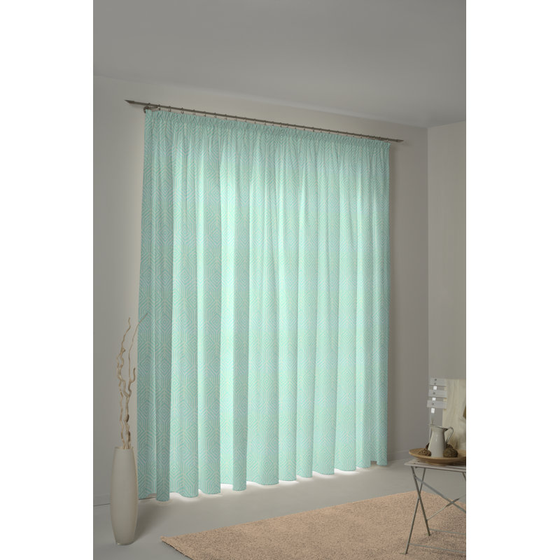 Caleigh Easy Diamond Slot Top Opaque Curtain, 145 W x 225 D cm, Turquoise/Honey Dew