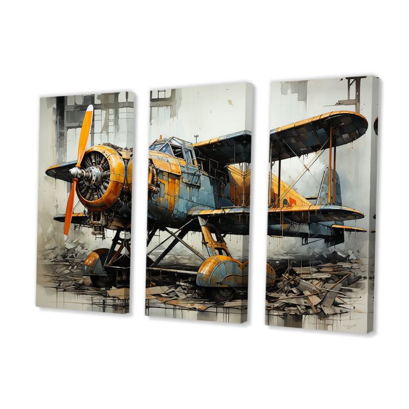 Industrial Plane Essence - Ensemble de décoration murale avion, H 28 po x l 36 po x P 1 po