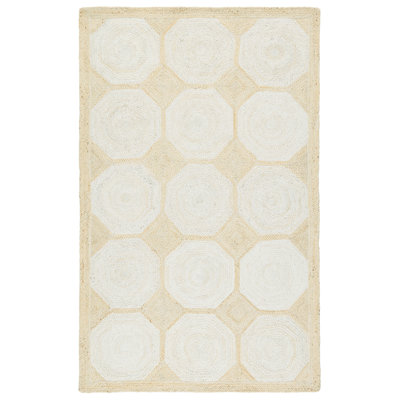 Natural Geometric Light Beige/ White Area Rug