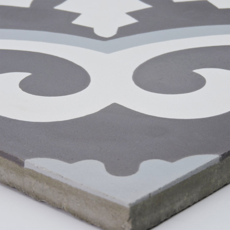 Tanger 8" x 8" Cement Patterned Wall & Floor Tile, Dark/Light Gray