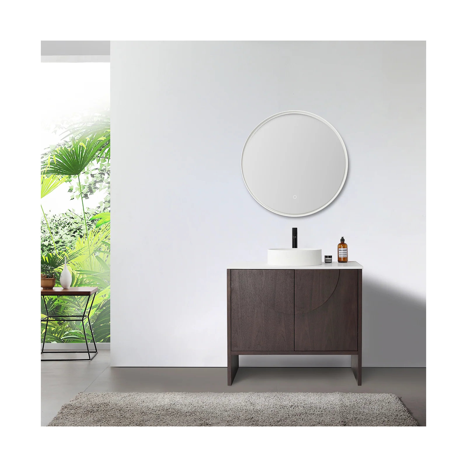 Arno 36'' Single Bathroom Vanity, Dark Walnut