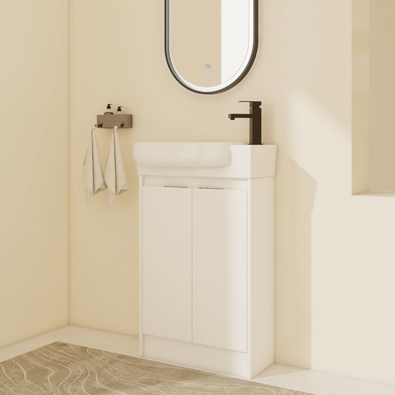 23'' Free standing Single Bathroom Vanity With Ceramic Vanity Top, Black