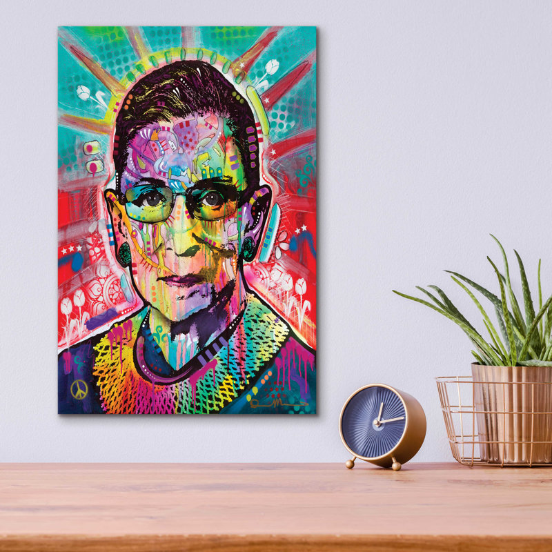 Art épique «Ruth Bader Ginsburg» par Dean Russo, art mural en verre acrylique, H 16 po x l 12 po x P 0,13 po