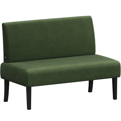 Corduroy Loveseat Mini Sofa with Rubberwood Legs for Small Spaces
