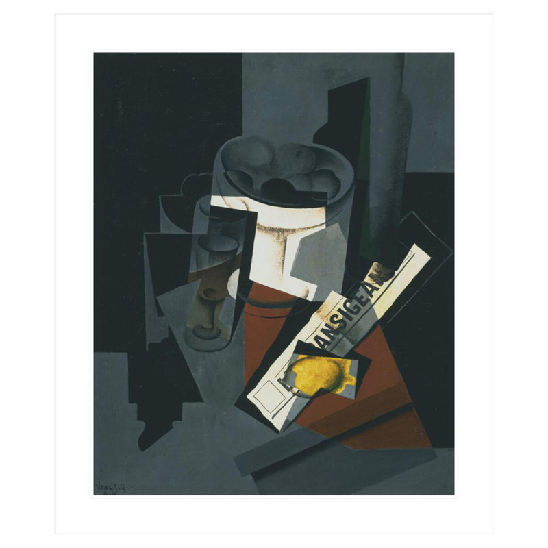Nature morte avec un journal par Juan Gris - impression numérique sur estampe numérique, H 39,41 po x l 33,5 po