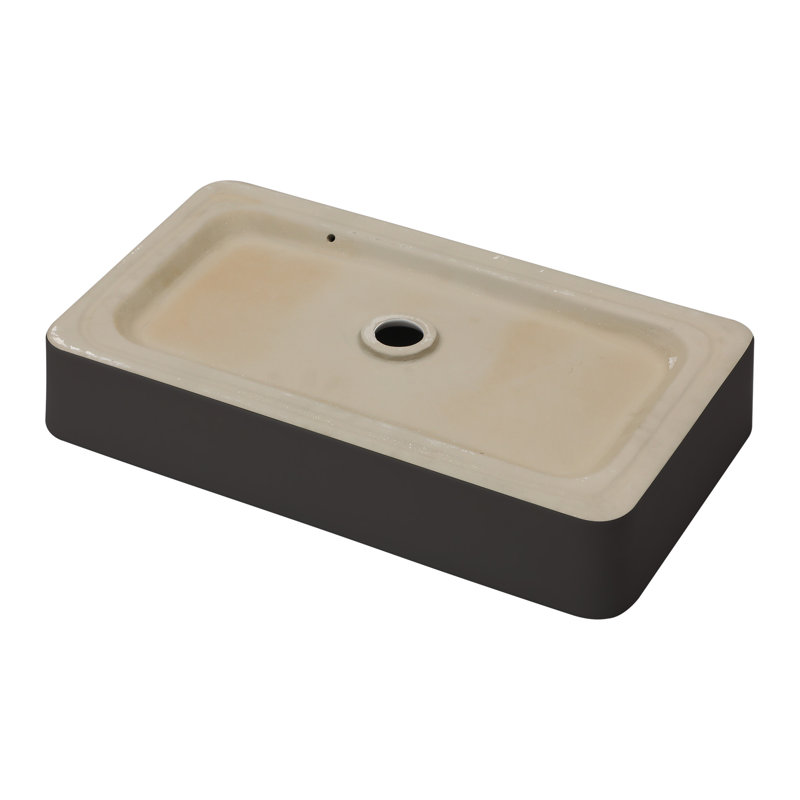 Lavabo de salle de bain vasque rectangulaire en céramique noire 24 po x 16 po, Noir