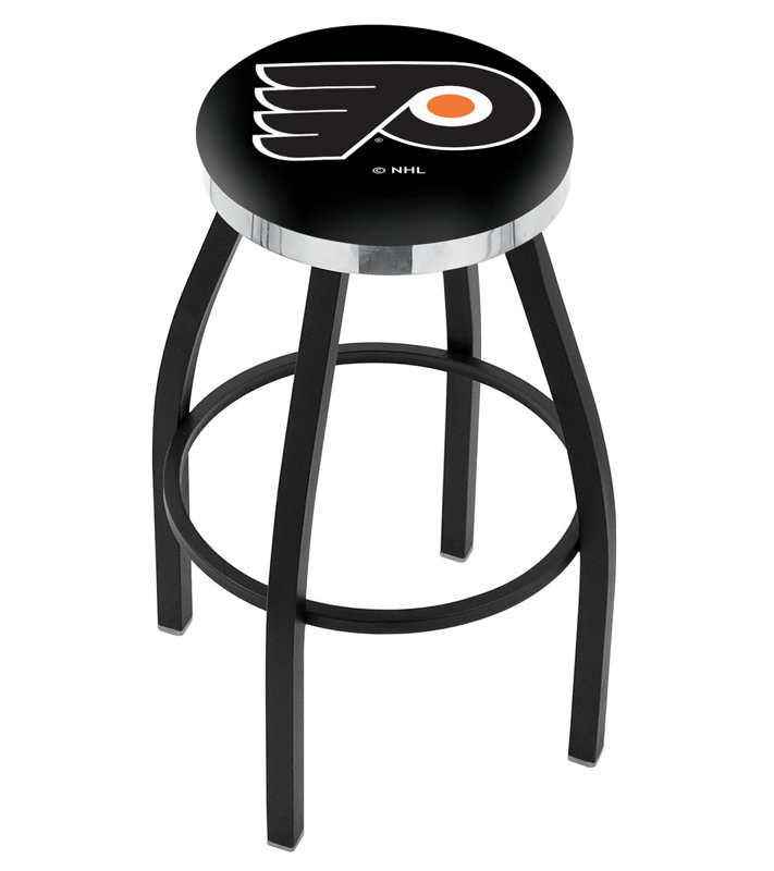 NCAA 30" Swivel Bar Stool, Chrome, Philadelphia Flyers- Black
