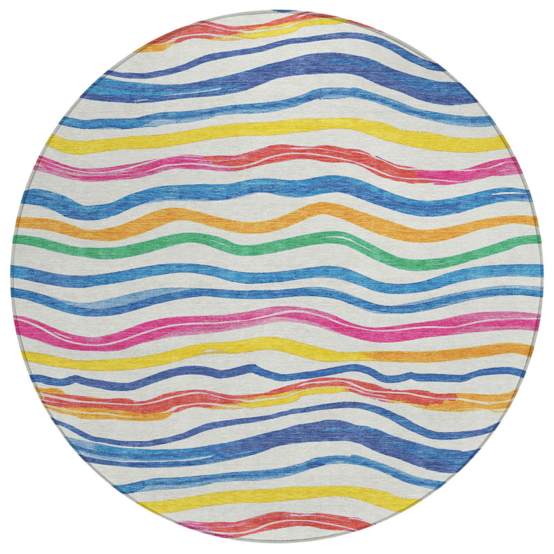 Tapis intérieur lavable rayé 8 pi