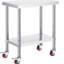 Table de travail commerciale robuste en acier inoxydable 30 x 18 x 34 pouces avec tablette réglable à 3 niveaux et roulettes avec frein pour de multiples usages en cuisine, comprenant 4 plans de préparation pour la restauration.