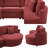 129-inch Curved 3-Seater Sectional Sofa with Plush Chenille Upholstery, 7.5-Inth Thick Pocket Spring Cushions & Two Throw Pillows, Modern Curved Design for Living Room-1857889681