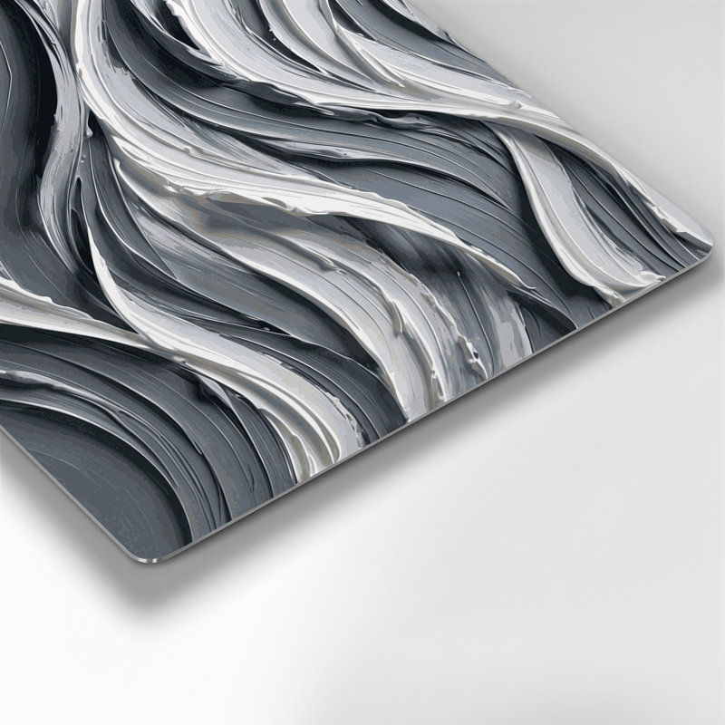 Art mural en métal horizontal rayé gris acier blanc gris, H 8 po x l 10 po