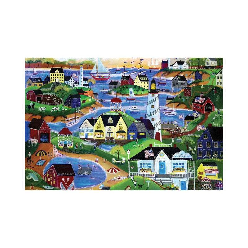 American Seaside Summertime Village 1 Piece Wrapped Canvas Wall Art, 66.04 cm H x 45.72 cm W x 3.175 cm D