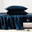 2 taies d'oreiller standard de luxe 100% satin bleu nuit, froissées, douces pour la peau, texture lisse boulochage, à bout ouvert, frisottis apprivoisés