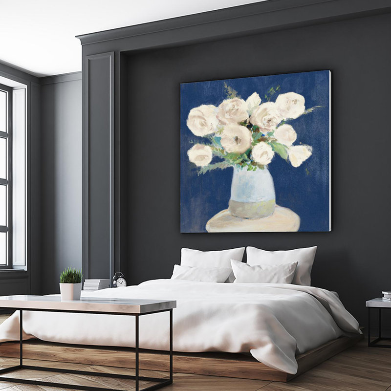 " Peonies On Navy ", 72" H x 72" W x 1.5" D