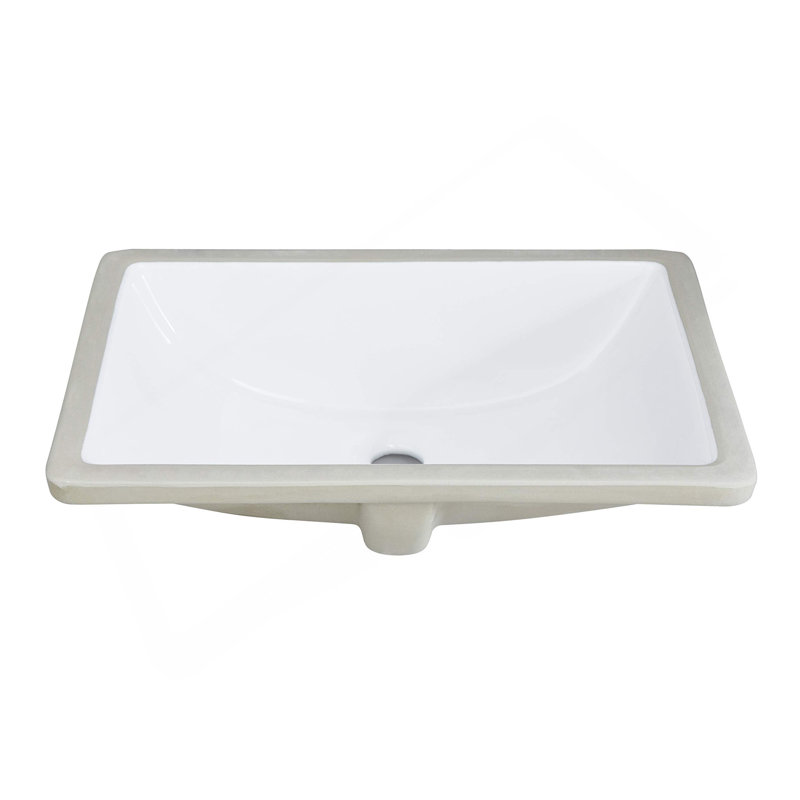 Lavabo de salle de bain rectangulaire blanc encastré avec trop-plein