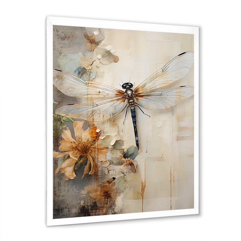 Dragonfly Delight II On Canvas Print, Single Picture Framed, 20" H x 12" W, White